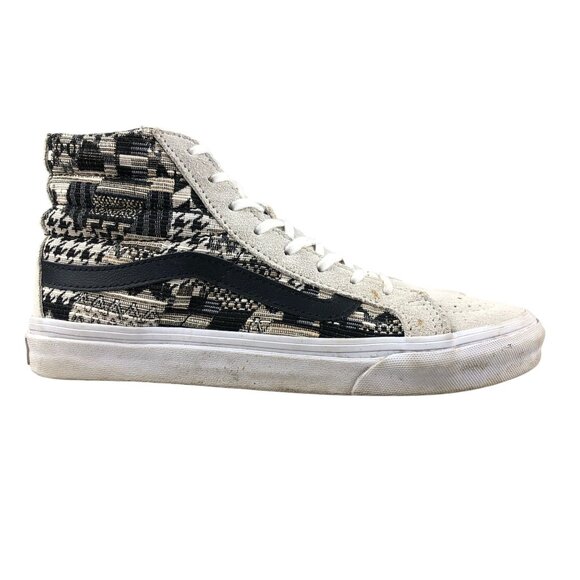 Vans Unisex Size 5.5M 7W Sk8-Hi Slim Italian Weave Aztec Grey Black Sneakers - Picture 1 of 14